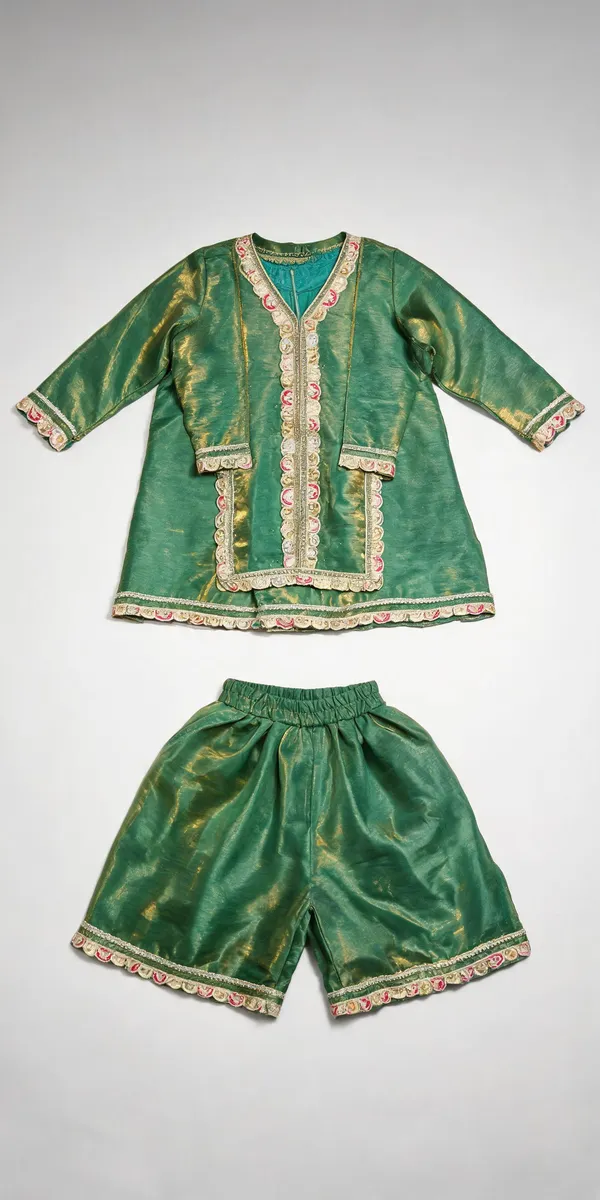 Mehndi_Green_Silk_Embroidered_Kurti_Sharara_Set_For_Kids