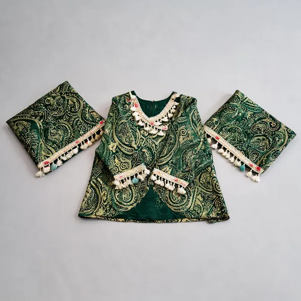 Green_Jamawar_Tulip_Festive_Matching_Outfit_For_Girls