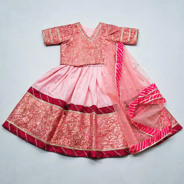 Pink_Silk_Banarasi_Lehenga_Set_For_Kids