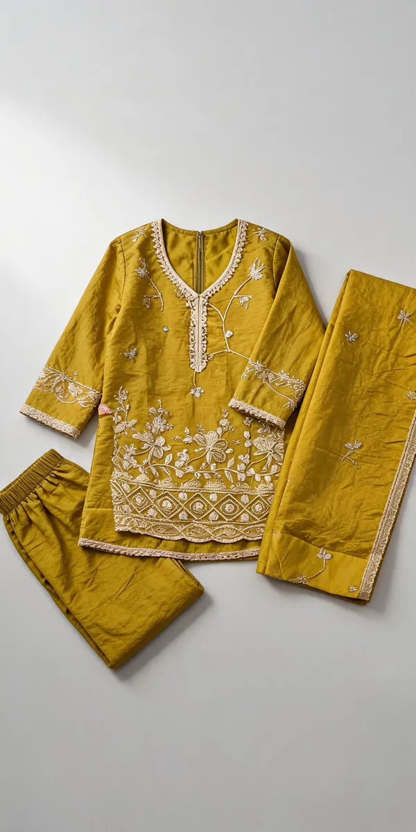 Yellow_Silk_Crush_Handwork_Farshi_Suit_For_Kids