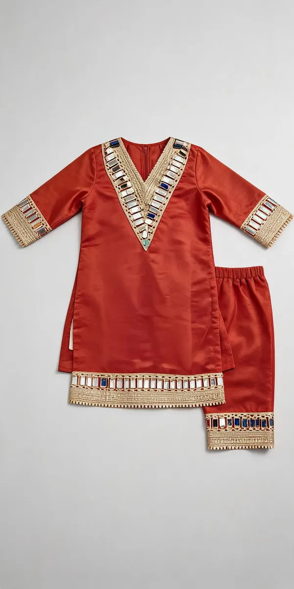 Lilac_Silk_Mirror_Work_Kurta_Pant_Set_For_Kids