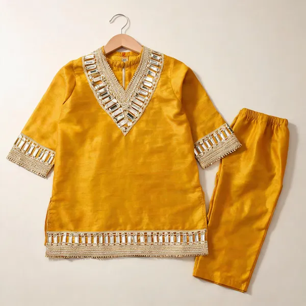 Red_Silk_Mirror_Work_Kurta_Pant_Set_For_Kids