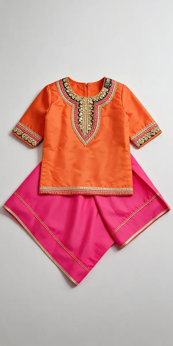 Orange_Silk_Banarasi_Farshi_Salwar_Suit_For_Kids
