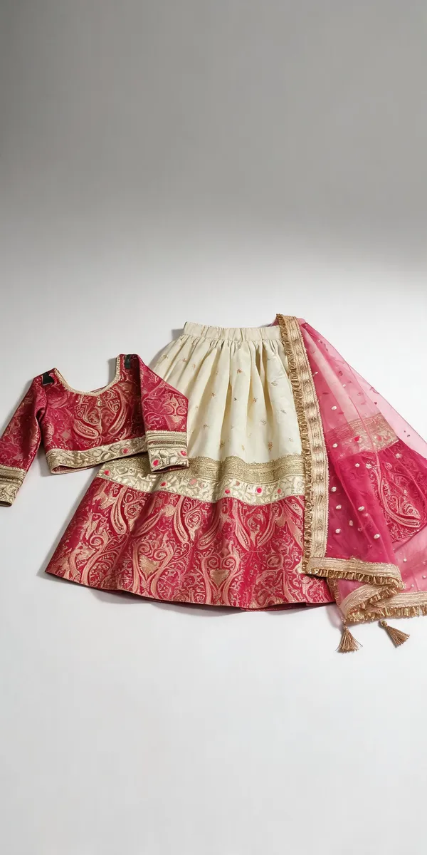 Pink_Jamawar_Handwork_Buti_Lehenga_Set_For_Kids