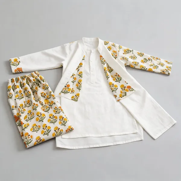 Off_White_Pure_Cotton_Brother_Sister_Matching_Outfit_For_Kids
