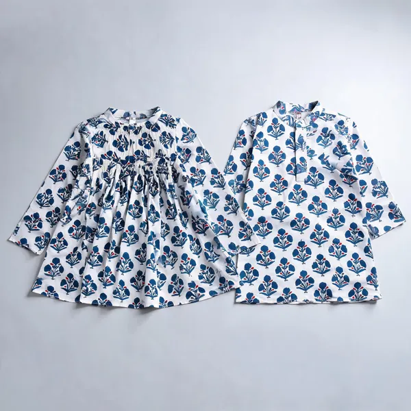 Blue_White_Pure_Cotton_Brother_Sister_Matching_Outfit_For_Kids