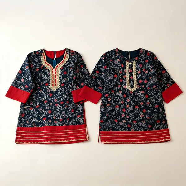 Green_Chanderi_Handwork_Brother_Sister_Matching_Outfit_For_Kids