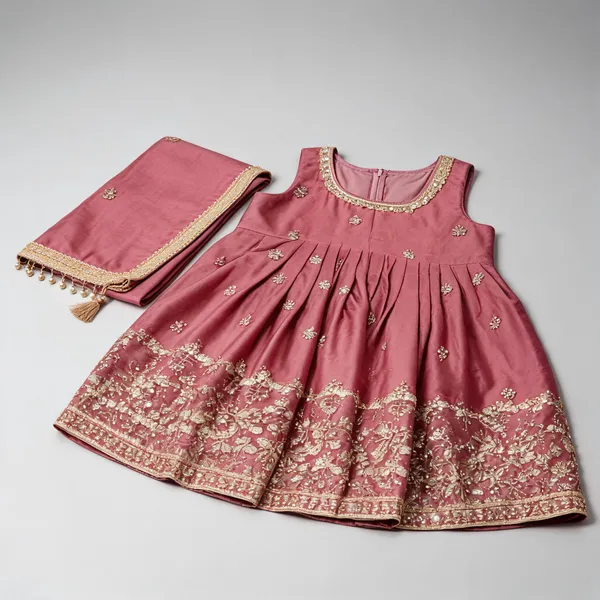 Pink_Silk_Handwork_Frock_Sharara_Set_For_Kids