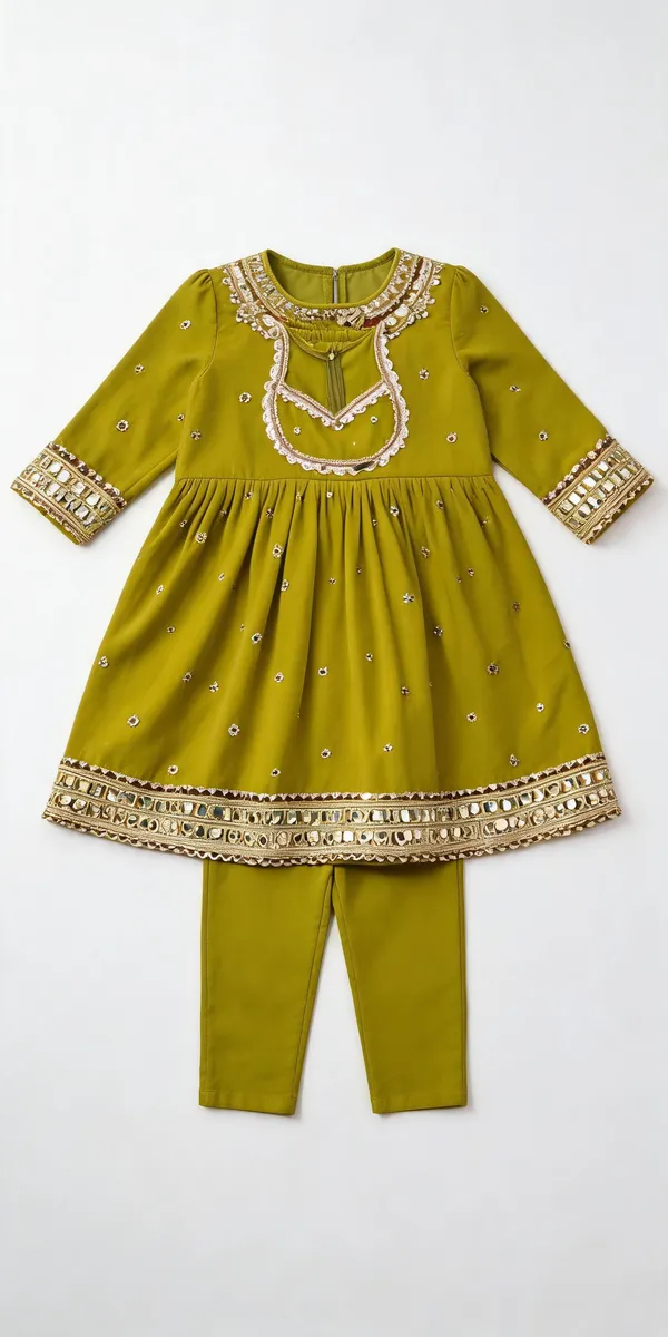 Mehendi_Green_Matka_Mirror_Work_Frock_Suit_For_Kids