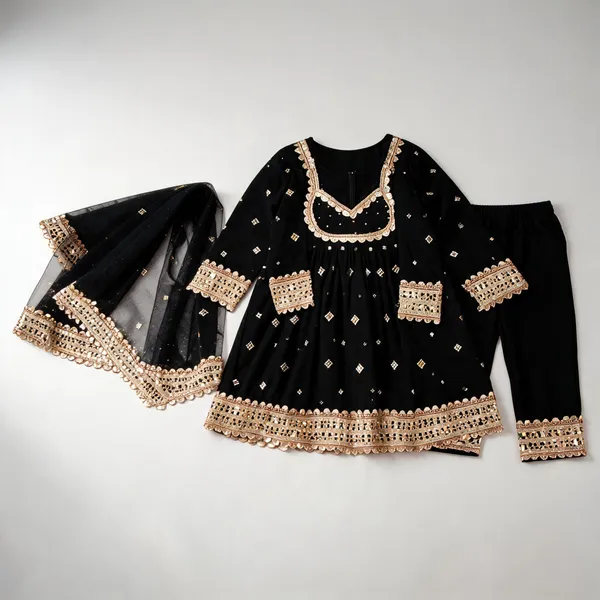 Green_Matka_Georgette_Mirror_Work_Frock_Suit_For_Kids