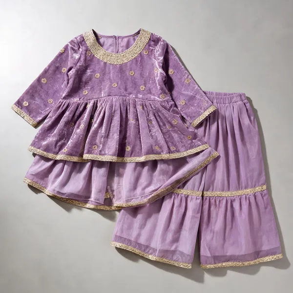 Purple_Silk_Handwork_Peplum_Set_For_Kids