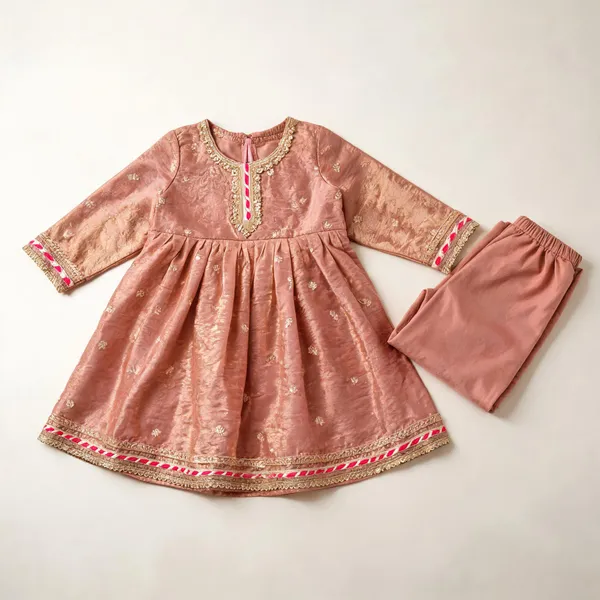 Dusty_Pink_Silk_Zari_Handwork_Frock_Suit_For_Kids