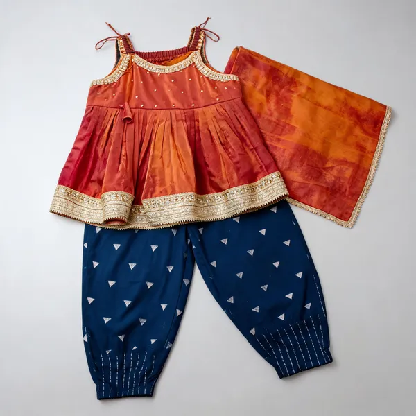 Rust_Silk_Frock_Tulip_Set_For_Kids