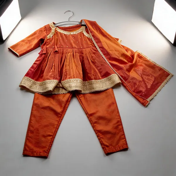 Rust_Silk_Frock_Tulip_Set_For_Kids