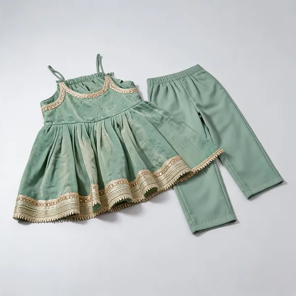 Green_Silk_Frock_Tulip_Set_For_Kids
