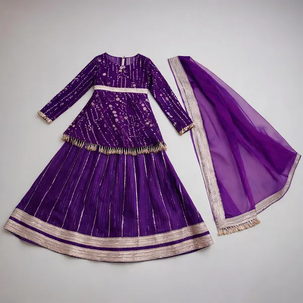 Purple_Georgette_Peplum_Lehenga_Dress_For_Kids