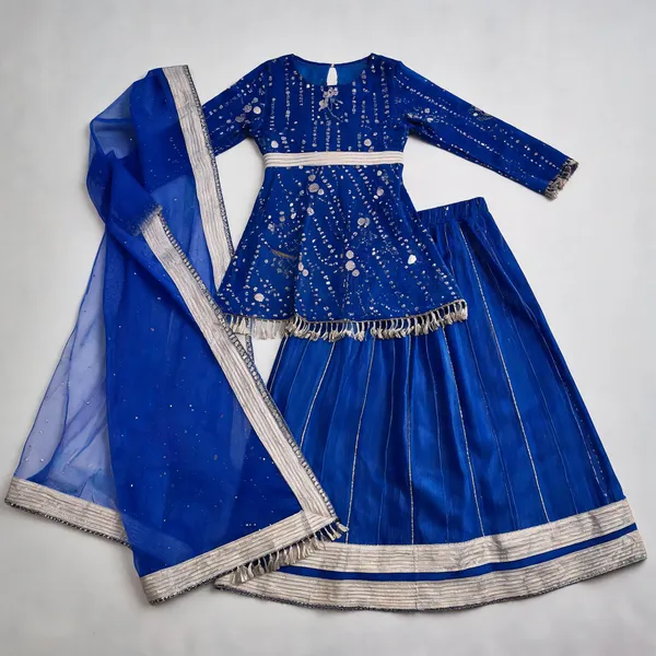 Blue_Georgette_Peplum_Lehenga_Set_For_Kids