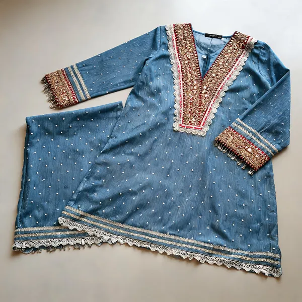 Blue_Silk_Handwork_Lace_Co-Ord_Set_For_Women