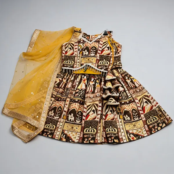 Light_Brown_Silk_Handwork_Sequin_Dupatta_Lehenga_Set_For_Kids