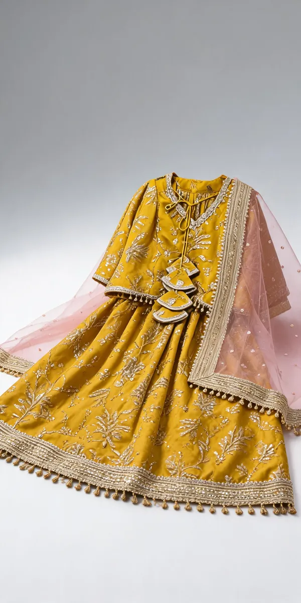 Yellow_Silk_Handwork_Lehenga_Dress_For_Kids