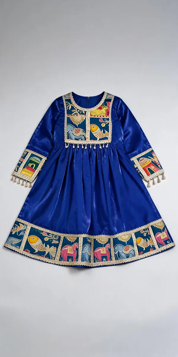 Royal_Blue_Satin_Silk_Frock_Suit_For_Kids