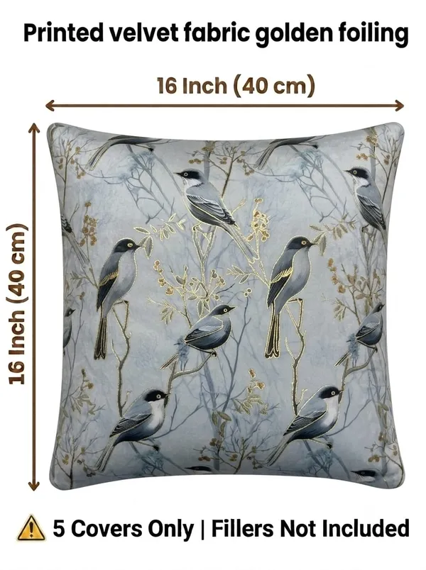 Velvet_Bird_Print_Cushion_Cover_Set_Of_5