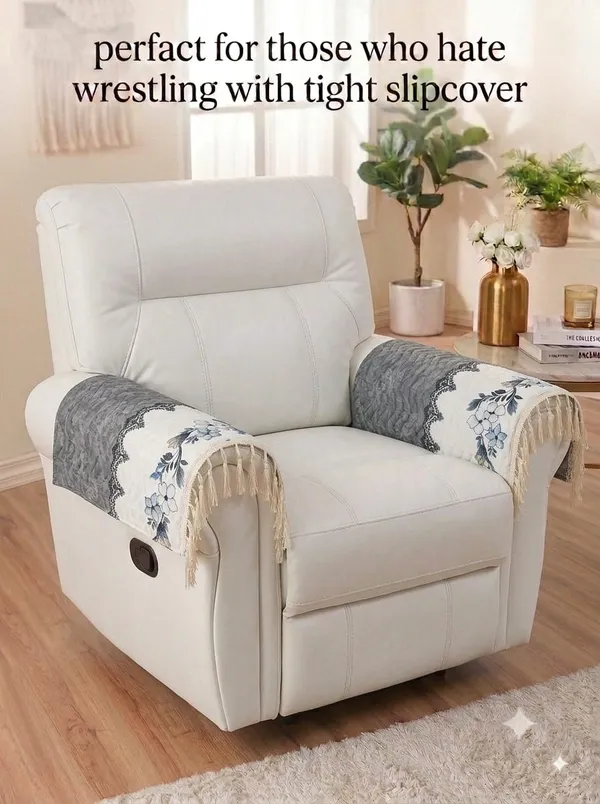Grey_Fabric_Floral_Print_Sofa_Armrest_Covers
