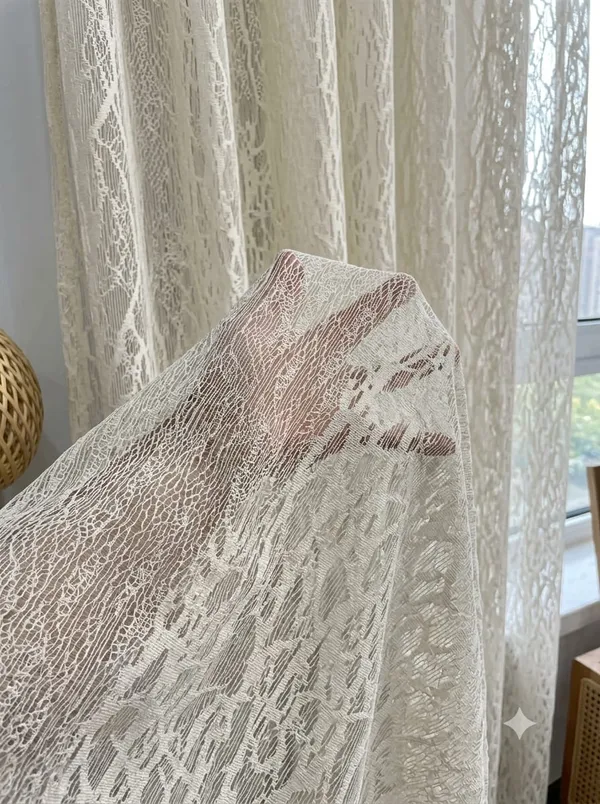 White_Lace_Floral_Pattern_Grommet_Curtain