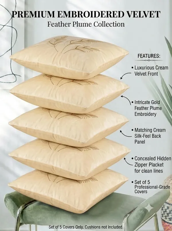 Velvet_Contemporary_Feather_Embroidered_Cushion_Covers_Set_Of_5