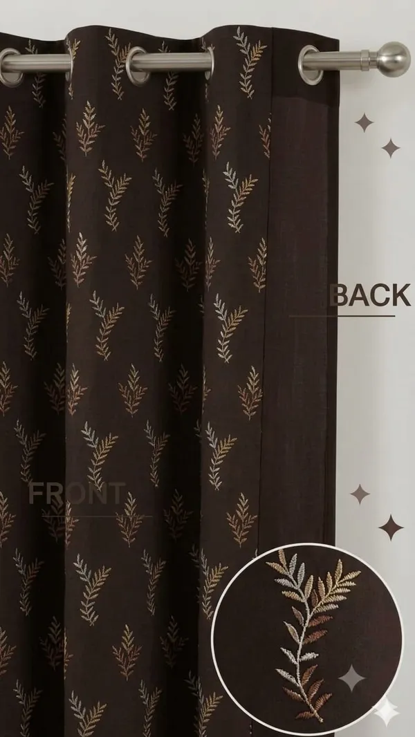 Brown_Leaf_Print_Eyelet_Curtain