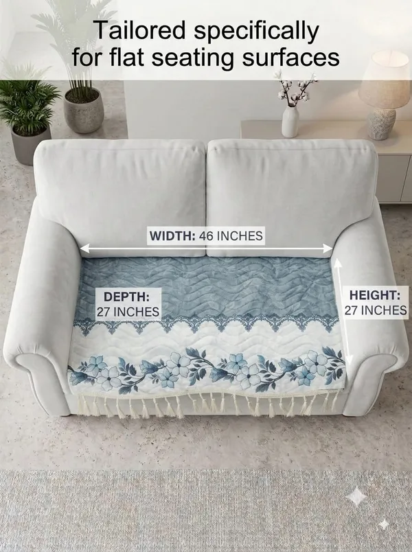 Quilted_Floral_Print_Blue_White_Sofa_Seat_Cover