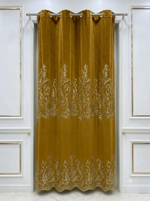 Mustard_Velvet_Floral_Embroidered_Curtain