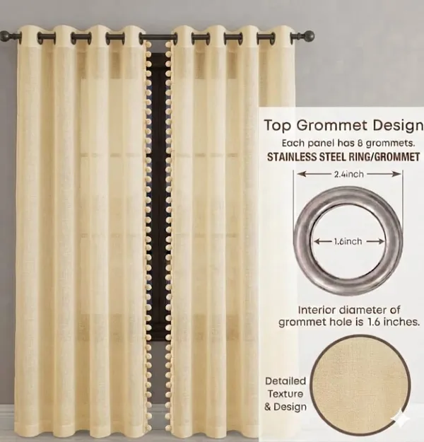 Cream_Textured_Grommet_Curtain_Panel