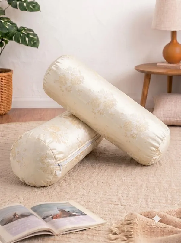 Cream_Floral_Print_Bolster_Cushion_Covers_Pack_Of_2