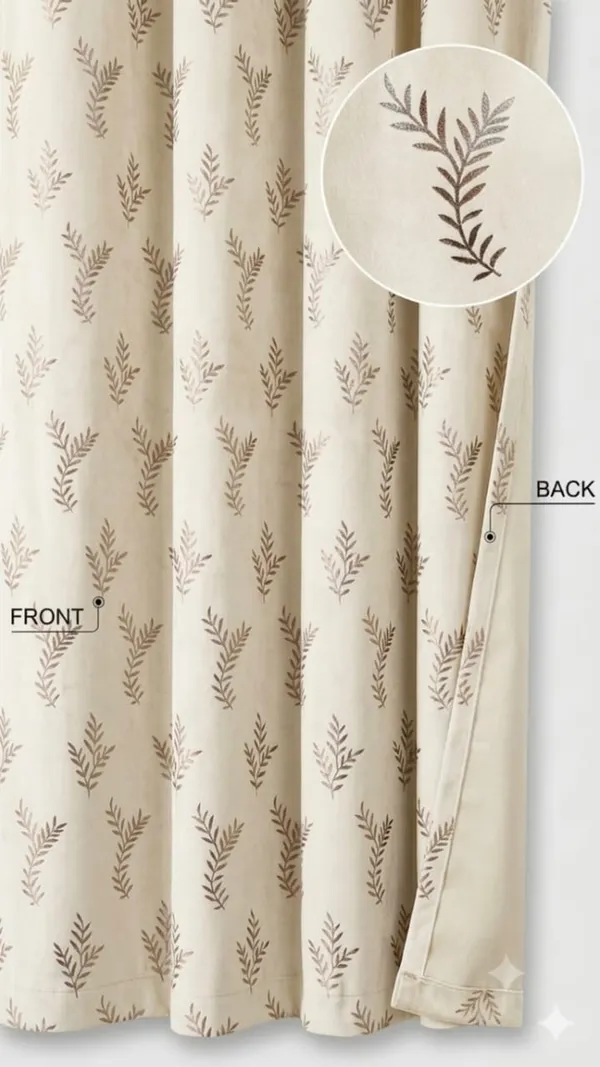 Cream_Botanical_Leaf_Print_Curtain