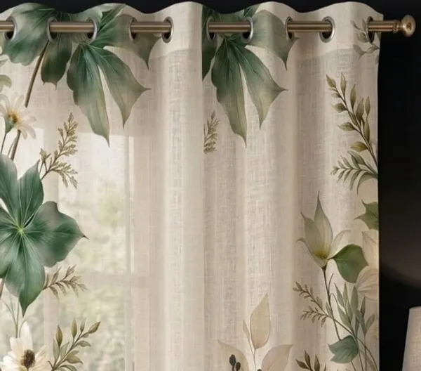 Botanical_Floral_Print_Grommet_Curtain_Panels