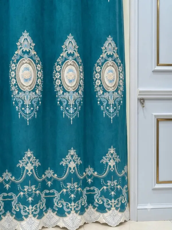 Teal_Velvet_Ornate_Pattern_Curtain