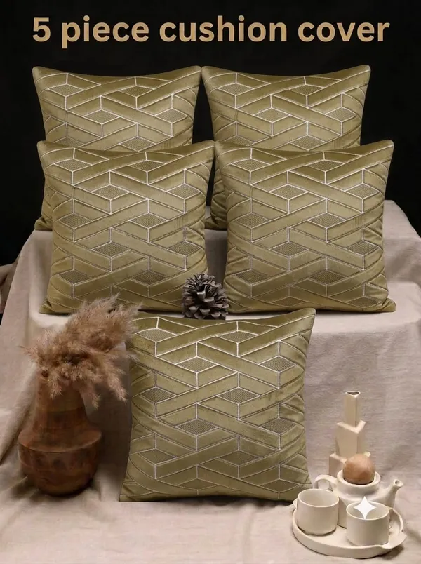 Olive_Geometric_Pattern_Decorative_Cushion_Cover