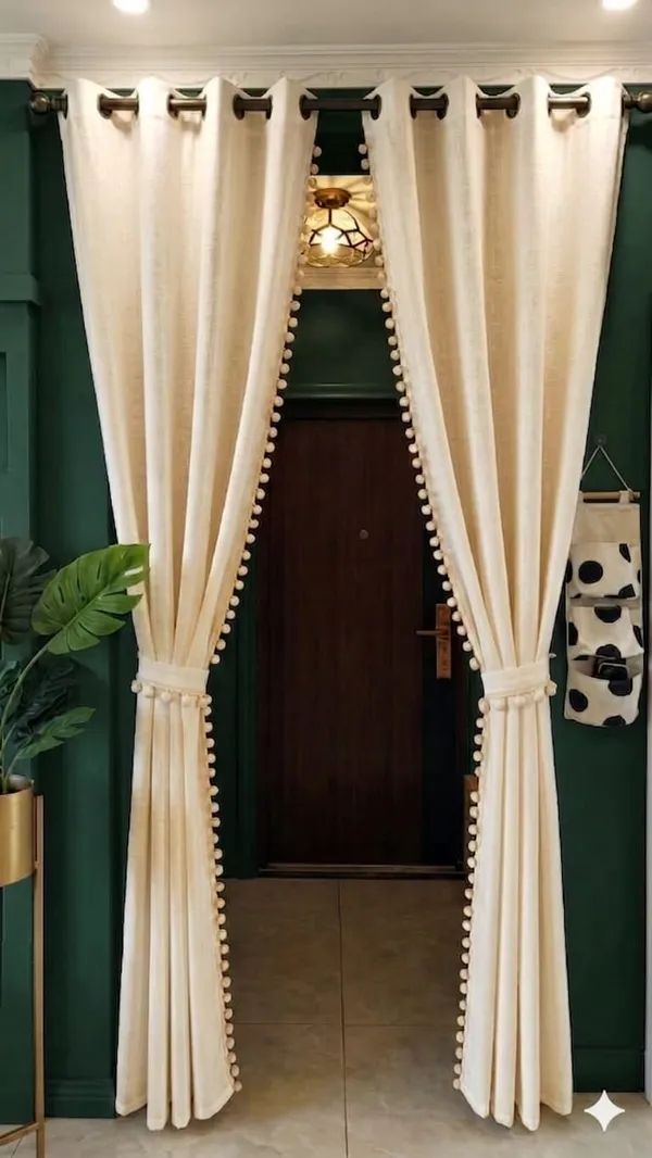 Cream_Textured_Grommet_Curtain_Panel