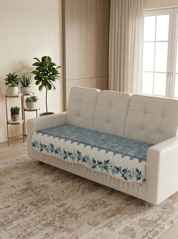 Blue_Quilted_Floral_Print_Single_Sofa_Seat_Cover