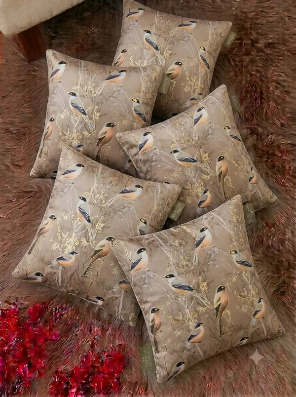 Beige_Decorative_Bird_Print_Cushion_Covers
