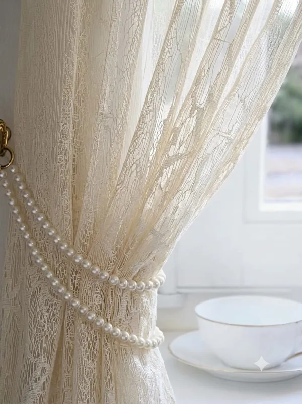White_Lace_Floral_Pattern_Grommet_Curtain