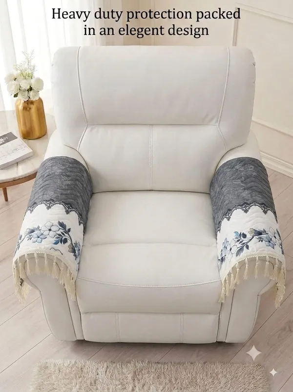 Grey_Fabric_Floral_Print_Sofa_Armrest_Covers