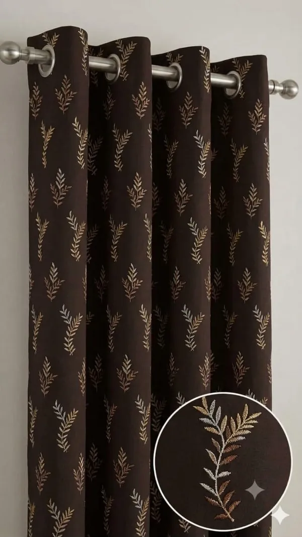 Brown_Leaf_Print_Eyelet_Curtain