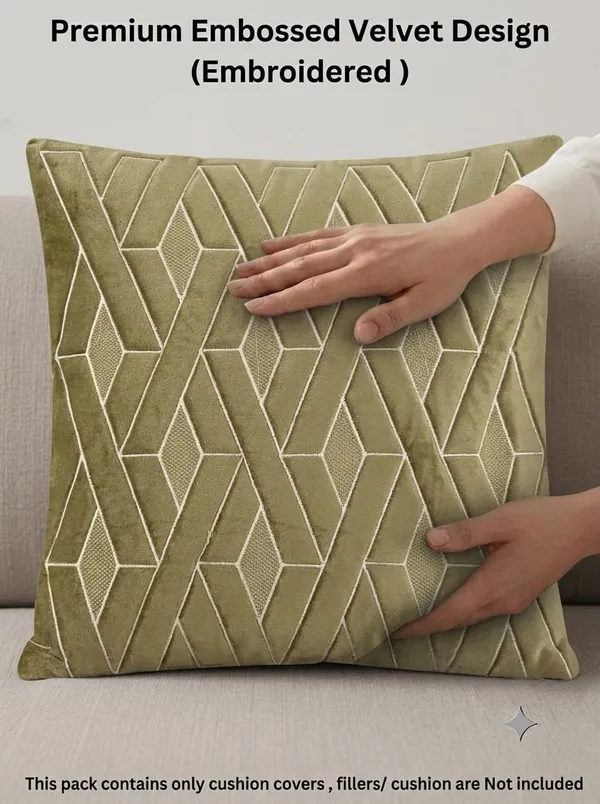 Olive_Geometric_Pattern_Decorative_Cushion_Cover