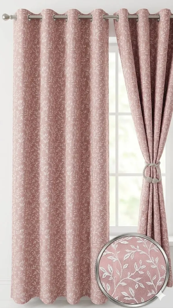 Pink_Floral_Print_Eyelet_Curtain