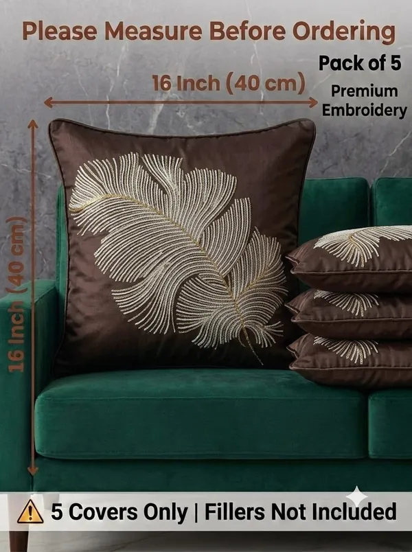 Brown_Embroidered_Feather_Pattern_Cushion_Cover