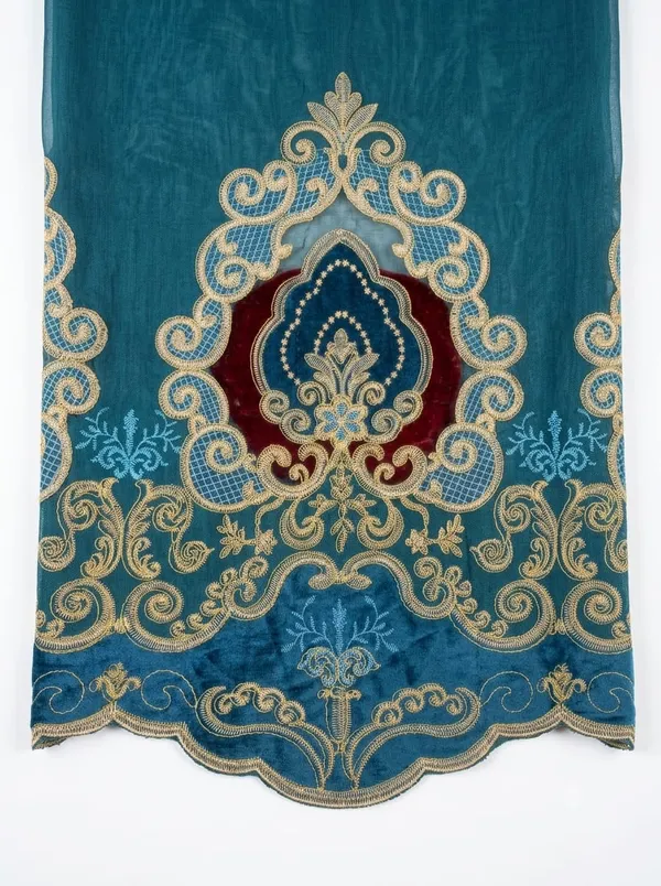 Blue_And_Cream_Ornate_Pattern_Eyelet_Curtain