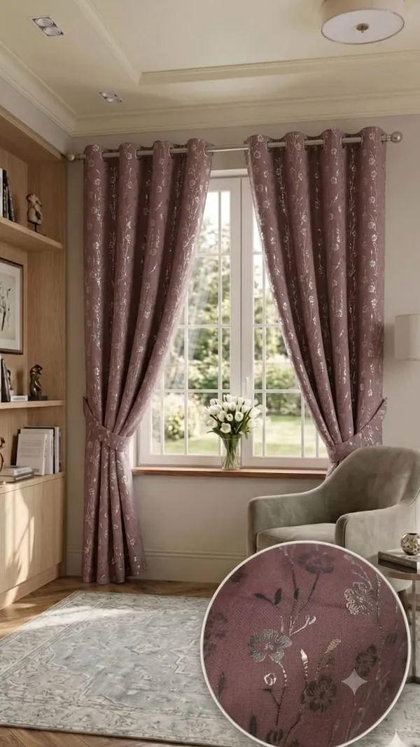 Jacquard_Floral_Print_Eyelet_Curtain