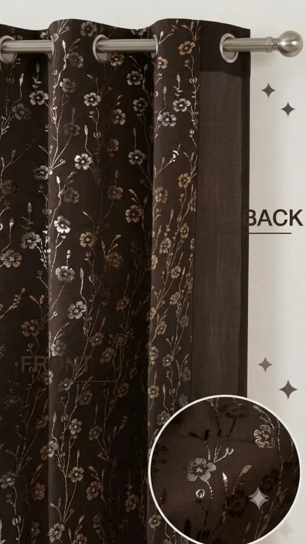 Brown_Floral_Print_Window_Curtains